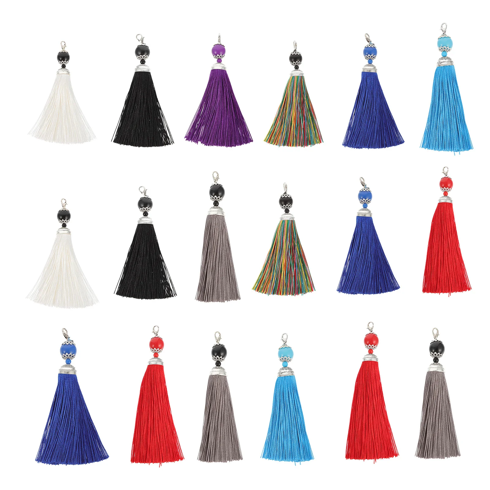 18pcs Lobster Clasp Tassel Key Chain Hanging Craft Accessories Colorful Durable Bead Charm Diy Jewelry Tassels For Bags Wallets
18pcs Lobster Clasp Tassel Key Chain Hanging Craft Accessories Colorful Durable Bead Charm Diy Jewelry Tassels For Bags Wallets