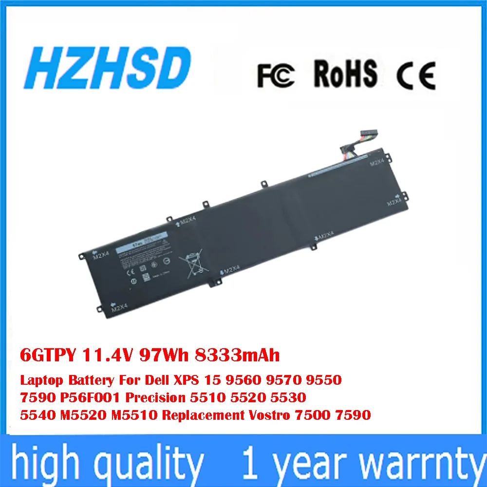 6GTPY 11,4 В 97 Втч 8333 мАч Аккумулятор для ноутбука Dell XPS 15 9560 9570 9550 7590 P56F001 Precision 5510 5520 5530 5540 M5520 M5510
6GTPY 11,4 В 97 Втч 8333 мАч Аккумулятор для ноутбука Dell XPS 15 9560 9570 9550 7590 P56F001 Precision 5510 5520 5530 5540 M5520 M5510