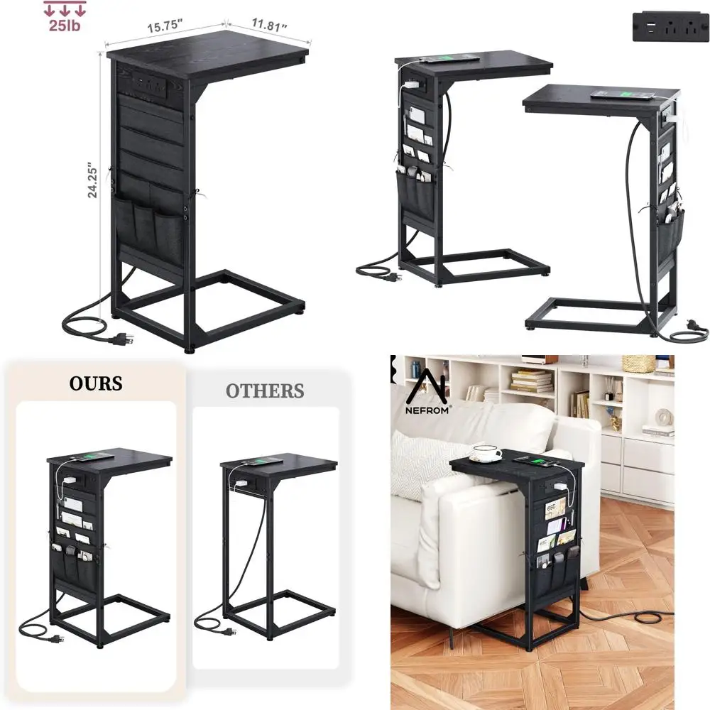 Pair of C-Shaped Side Tables with Charging Station & Storage for Living Room & Bedroom
Pair of C-Shaped Side Tables with Charging Station & Storage for Living Room & Bedroom