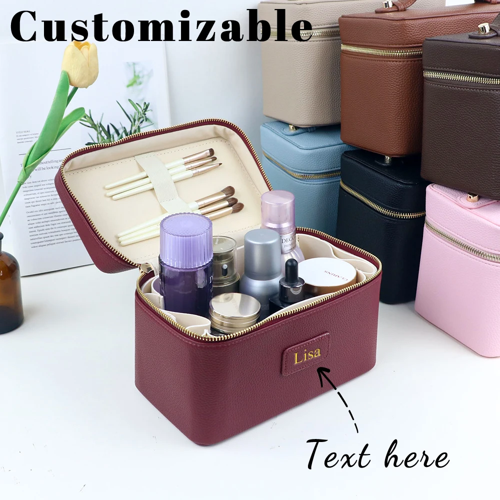 Customized name PU leather makeup bag with compartmentalized storage design, large capacity, and includes a makeup bag.
Customized name PU leather makeup bag with compartmentalized storage design, large capacity, and includes a makeup bag.