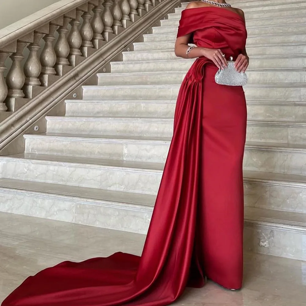 Customized Fashion One Shoulder Satin Evening Dresses Modern Straight Floor Length Boat Neck Short Sleeves Vestidos Para Mujer
Customized Fashion One Shoulder Satin Evening Dresses Modern Straight Floor Length Boat Neck Short Sleeves Vestidos Para Mujer