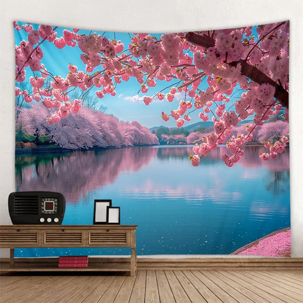 Cherry blossom landscape tapestry with multiple sizes and patterns, natural scenery wall hanging home fabric decoration painting
Cherry blossom landscape tapestry with multiple sizes and patterns, natural scenery wall hanging home fabric decoration painting