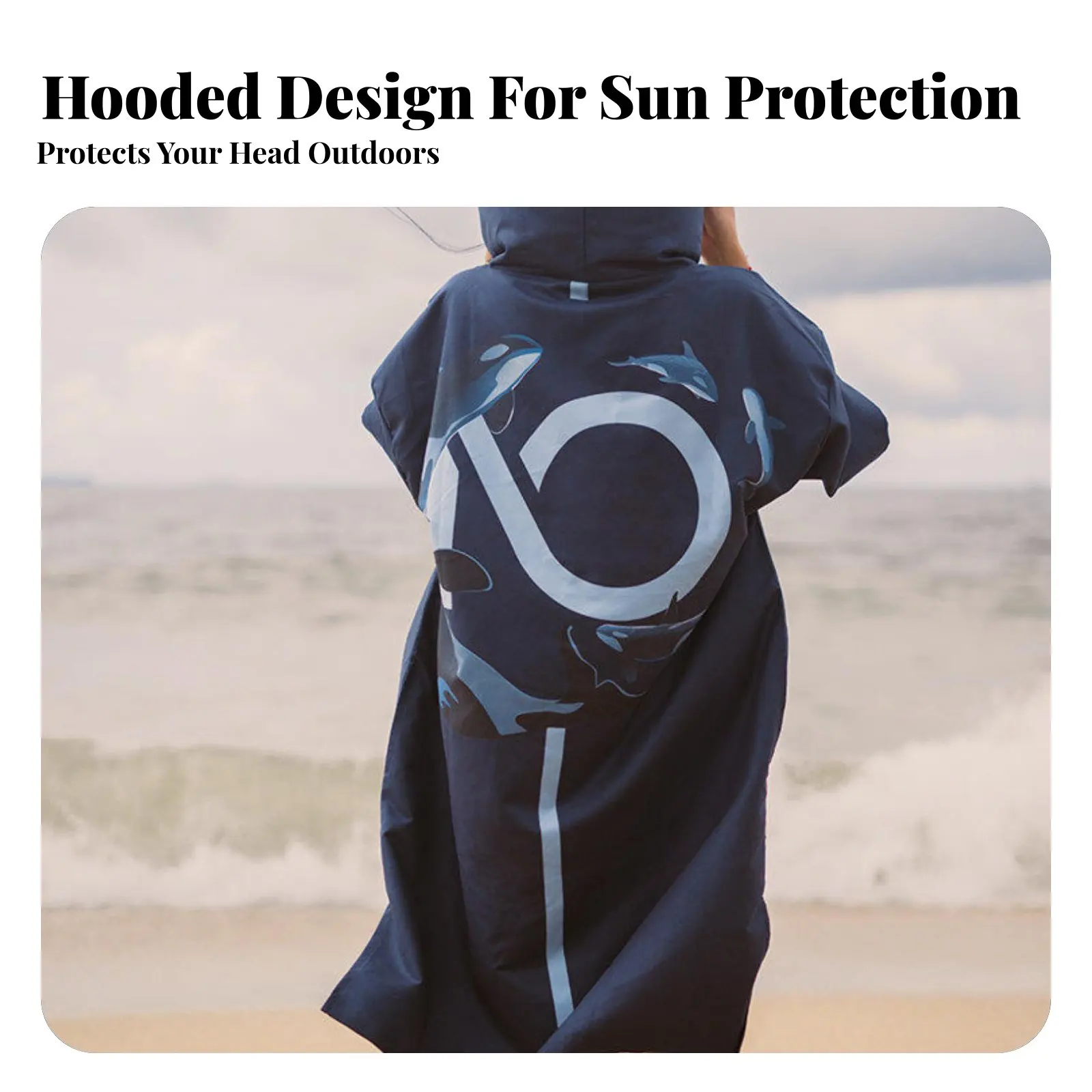 Quick-Dry Towel Poncho, Hooded Sun Protection, Whale Print, Unisex, Swimming, Diving, Changing, Beach Wear
Quick-Dry Towel Poncho, Hooded Sun Protection, Whale Print, Unisex, Swimming, Diving, Changing, Beach Wear