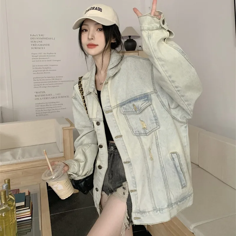 Denim Coat Pink Flowers Womens Summer Feminine Canvas Drop-Shoulder Balloon Sleeved Pocketed Open-Front Sashes Jackets All-Match
Denim Coat Pink Flowers Womens Summer Feminine Canvas Drop-Shoulder Balloon Sleeved Pocketed Open-Front Sashes Jackets All-Match