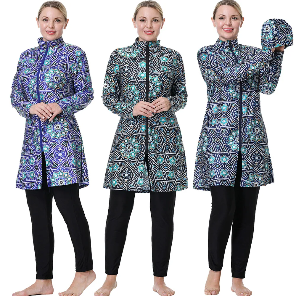 3pcs Muslim Swimming Suit For Women Print Zipper Designer Full Cover Swimwear Hijab Long Sleeve Modest Swimsuit Burkini Islamic
3pcs Muslim Swimming Suit For Women Print Zipper Designer Full Cover Swimwear Hijab Long Sleeve Modest Swimsuit Burkini Islamic