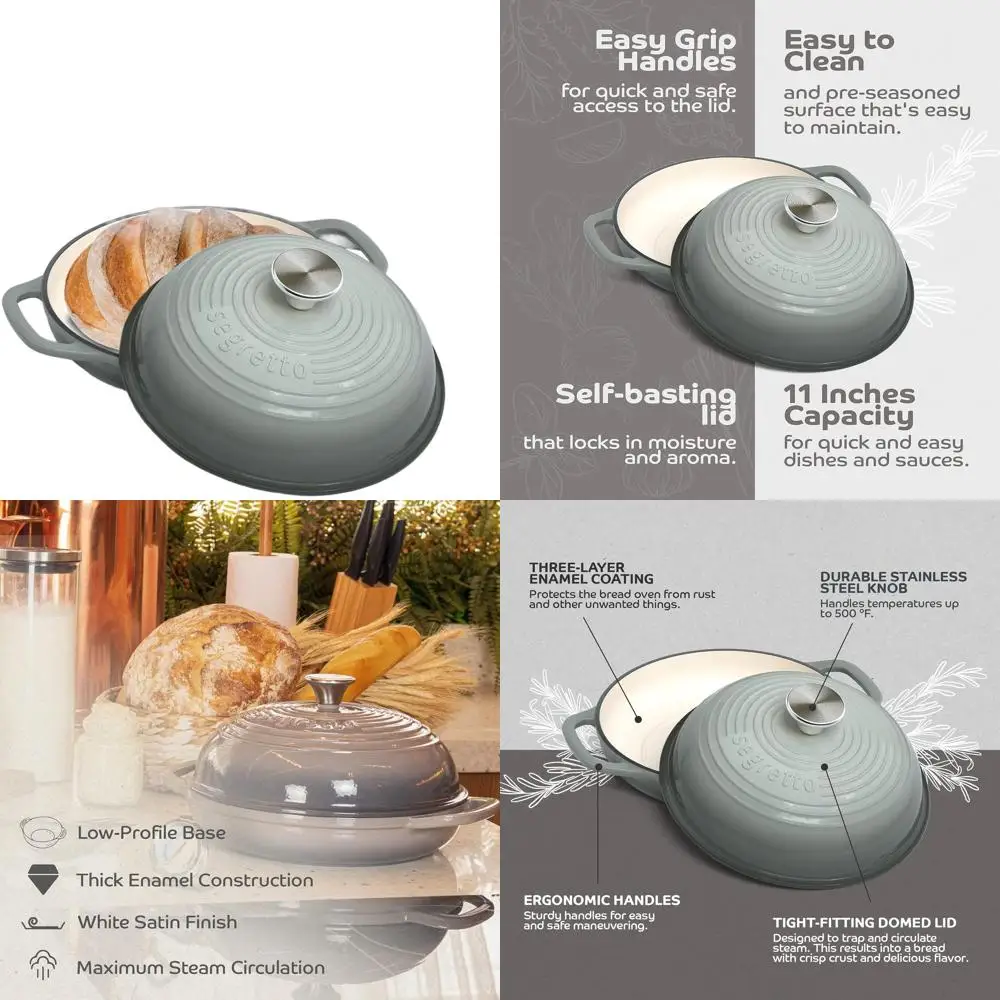 11 Grey Cast Iron Bread Pan with Lid, Sourdough Baking Dutch Oven
11 Grey Cast Iron Bread Pan with Lid, Sourdough Baking Dutch Oven