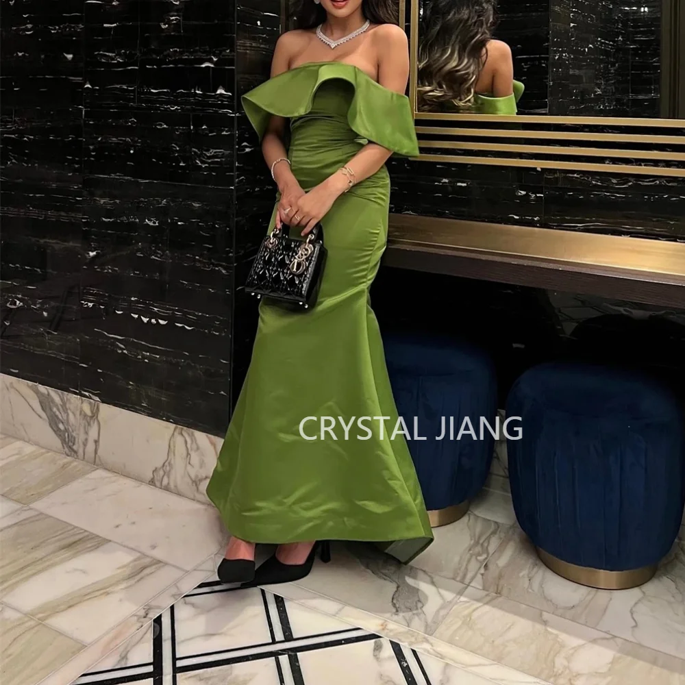 Classy Long Green Off the Shoulder Satin Evening Dresses Short Sleeves Mermaid Floor Length فساتين سهرة Party Gowns for Women
Classy Long Green Off the Shoulder Satin Evening Dresses Short Sleeves Mermaid Floor Length فساتين سهرة Party Gowns for Women