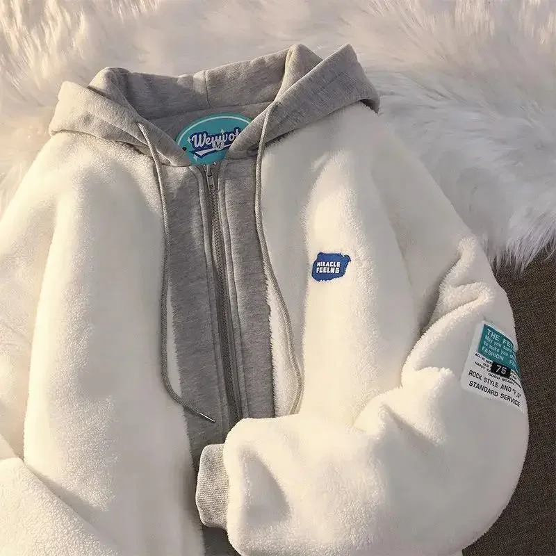 Winter Lamb Wool Hoodies Women Fashion Thick Warm Loose Padded Jackets Coat Hip-hop Oversized Patchwork Zip Up Hooded Sweatshirt
Winter Lamb Wool Hoodies Women Fashion Thick Warm Loose Padded Jackets Coat Hip-hop Oversized Patchwork Zip Up Hooded Sweatshirt