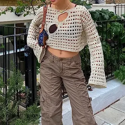 Y2K Hollow Out Cropped Knit Smock Top Vintage Loose Distressed Crochet Pullovers Casual Fairycore Chic Crop Cloth
Y2K Hollow Out Cropped Knit Smock Top Vintage Loose Distressed Crochet Pullovers Casual Fairycore Chic Crop Cloth