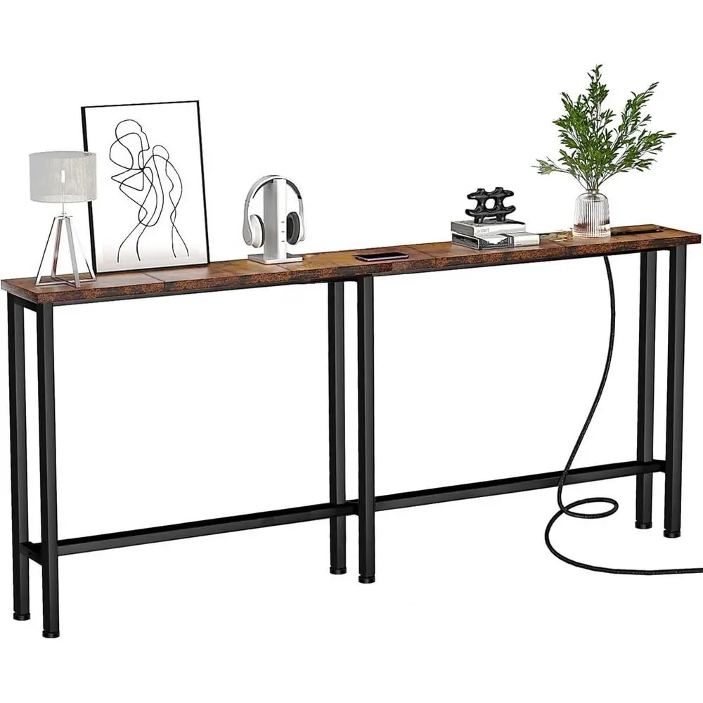 Narrow 78 Rustic Brown Sofa Table with Power Outlets & USB Ports, Ideal for Hallway, Office, and Behind Sofa - Easy Assembly, Ex
Narrow 78 Rustic Brown Sofa Table with Power Outlets & USB Ports, Ideal for Hallway, Office, and Behind Sofa - Easy Assembly, Ex