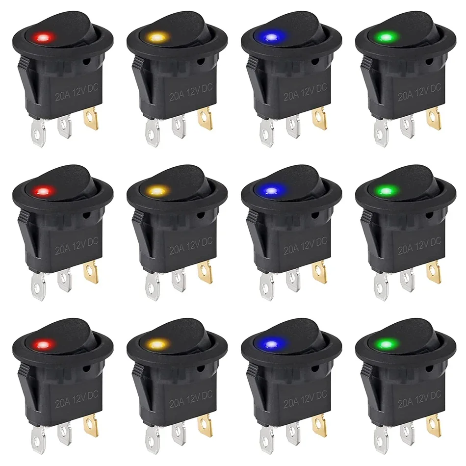 12Pcs Rocker Switch Toggle 12v SPST 3 Pins 2 Position ON/Off Blue LED Light Illuminated Boat Switch
12Pcs Rocker Switch Toggle 12v SPST 3 Pins 2 Position ON/Off Blue LED Light Illuminated Boat Switch