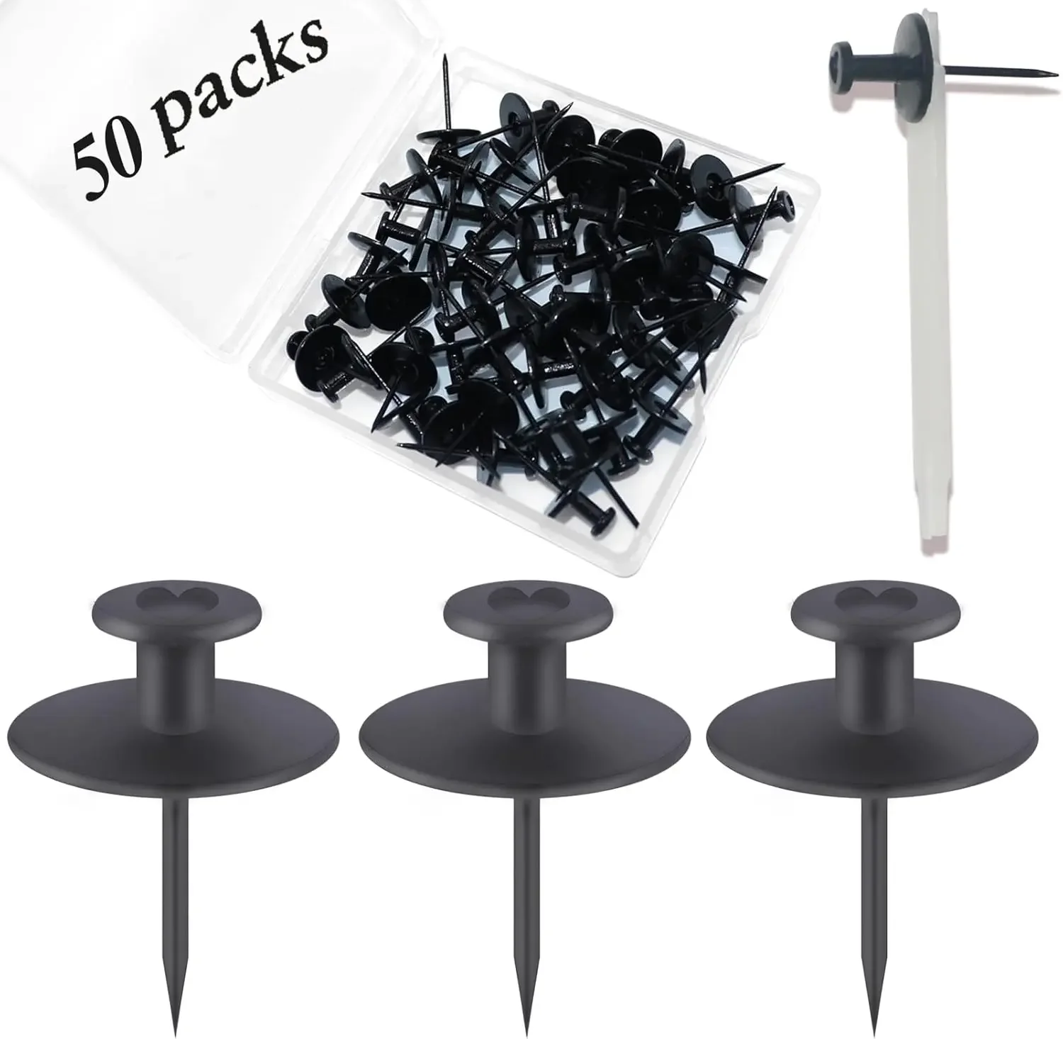 50 Pcs Double-Headed Push Pins For Wall Hanging, No-Damage Picture Hooks In Black
50 Pcs Double-Headed Push Pins For Wall Hanging, No-Damage Picture Hooks In Black