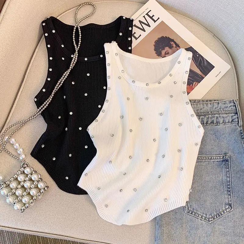 French Knitted Vest for Women's Summer New Style O-neck Sleeveless Solid Fashion Tops Slim Elasticity Comfortable T-shirt
French Knitted Vest for Women's Summer New Style O-neck Sleeveless Solid Fashion Tops Slim Elasticity Comfortable T-shirt