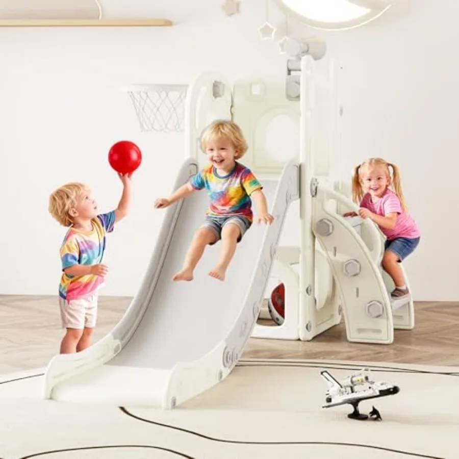 Игровой комплекс 6 в 1 для малышей 1-3 лет: горка, скалодром, баскетбольное кольцо, телескоп, L-образная горка, белый, G
Игровой комплекс 6 в 1 для малышей 1-3 лет: горка, скалодром, баскетбольное кольцо, телескоп, L-образная горка, белый, G