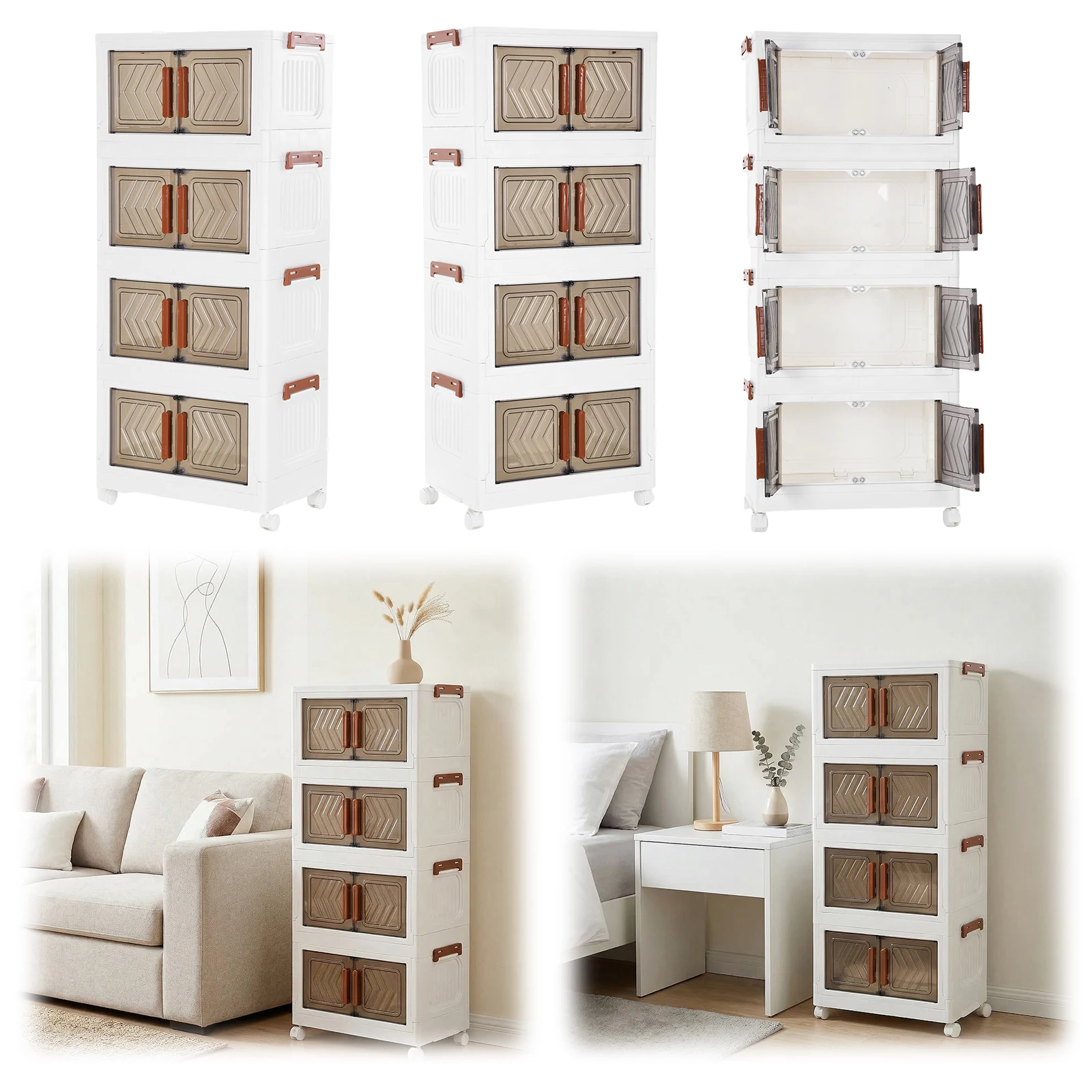 4 Tier Foldable Organization with Doors & Wheels Plastic Storage Box Stackable Closet Organizers for Living Room Bedroom Office
4 Tier Foldable Organization with Doors & Wheels Plastic Storage Box Stackable Closet Organizers for Living Room Bedroom Office