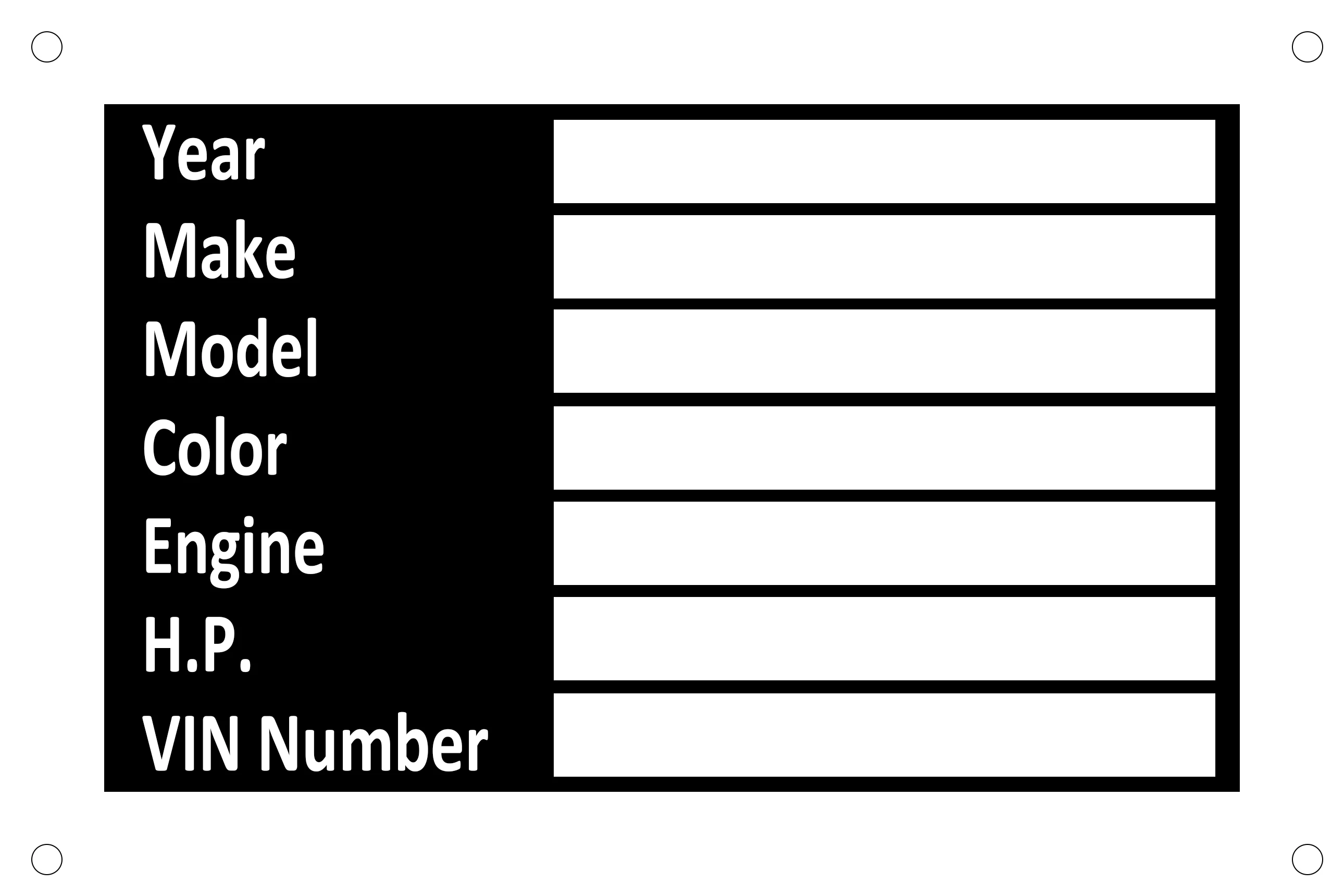 VEHICLE TRUCK BOAT Trailer "STAMPED" VIN & Weight Chassis Plate 130mm x 90mm Identification Number
VEHICLE TRUCK BOAT Trailer "STAMPED" VIN & Weight Chassis Plate 130mm x 90mm Identification Number