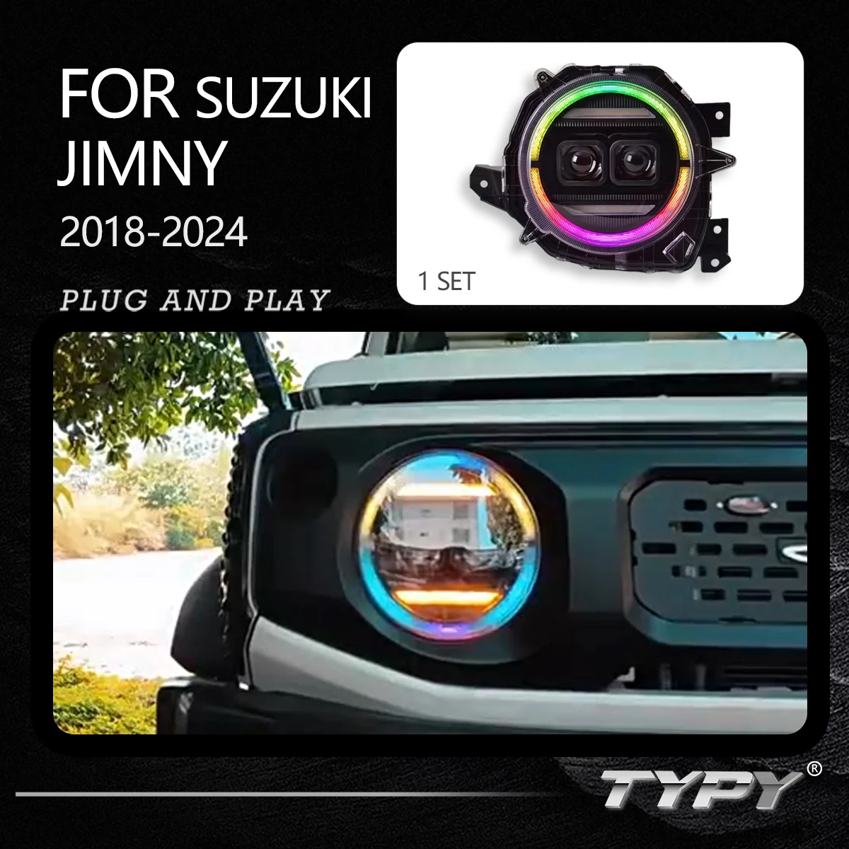 TYPY For Suzuki Jimny 2018-2024 Car Headlight Assembly Upgrade LED High Quality Accessories Plug and Play
TYPY For Suzuki Jimny 2018-2024 Car Headlight Assembly Upgrade LED High Quality Accessories Plug and Play