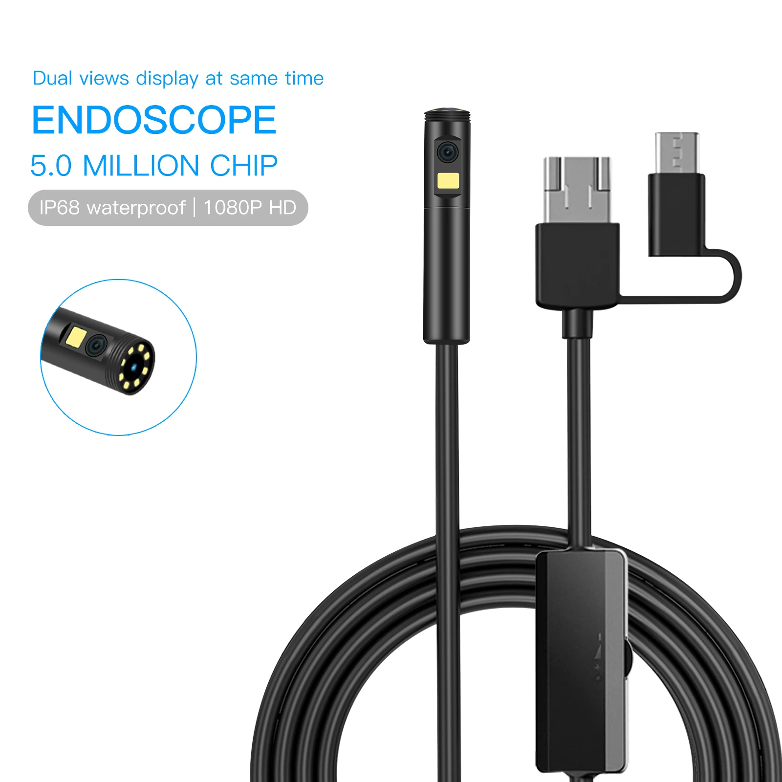 AN100 Endoscope IP68 3IN1 Waterproof Inspection Endoscope For Car Camera Dual Lens 9 LED Lights Soft/Rigid Wire For mobile phone
AN100 Endoscope IP68 3IN1 Waterproof Inspection Endoscope For Car Camera Dual Lens 9 LED Lights Soft/Rigid Wire For mobile phone