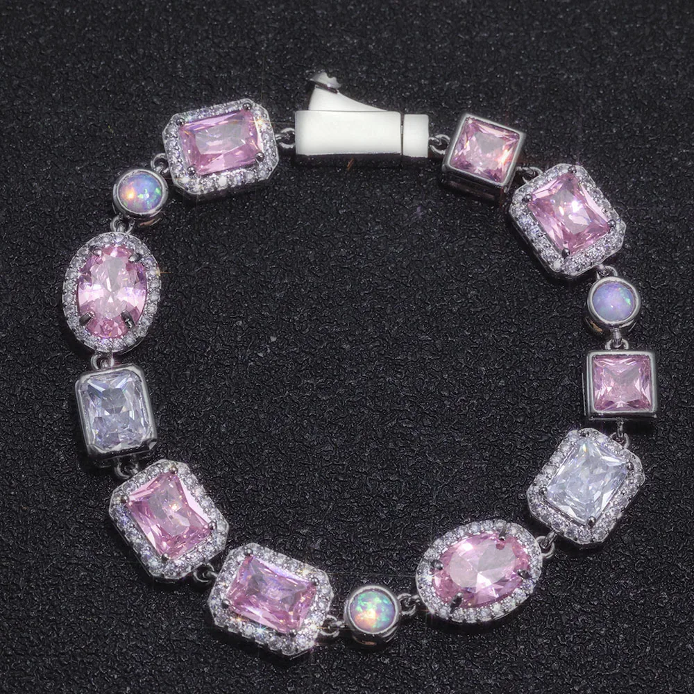 Colorful Bracelet Exquisite Women Tennis Chain Brass Claw Setting Pink 5A Zircon Bracelet Fashion Jewelry Festival Gift
Colorful Bracelet Exquisite Women Tennis Chain Brass Claw Setting Pink 5A Zircon Bracelet Fashion Jewelry Festival Gift