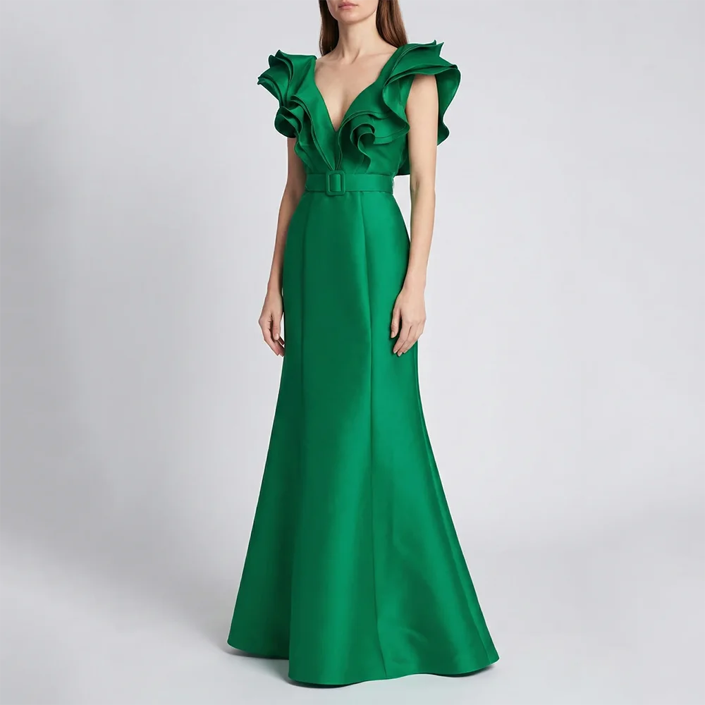 Modern Fashion V-neck A Line Evening Dress for Woman with Sash Pleat Prom Gown Green Floor Lenght Party Dress Customized 2026
Modern Fashion V-neck A Line Evening Dress for Woman with Sash Pleat Prom Gown Green Floor Lenght Party Dress Customized 2026