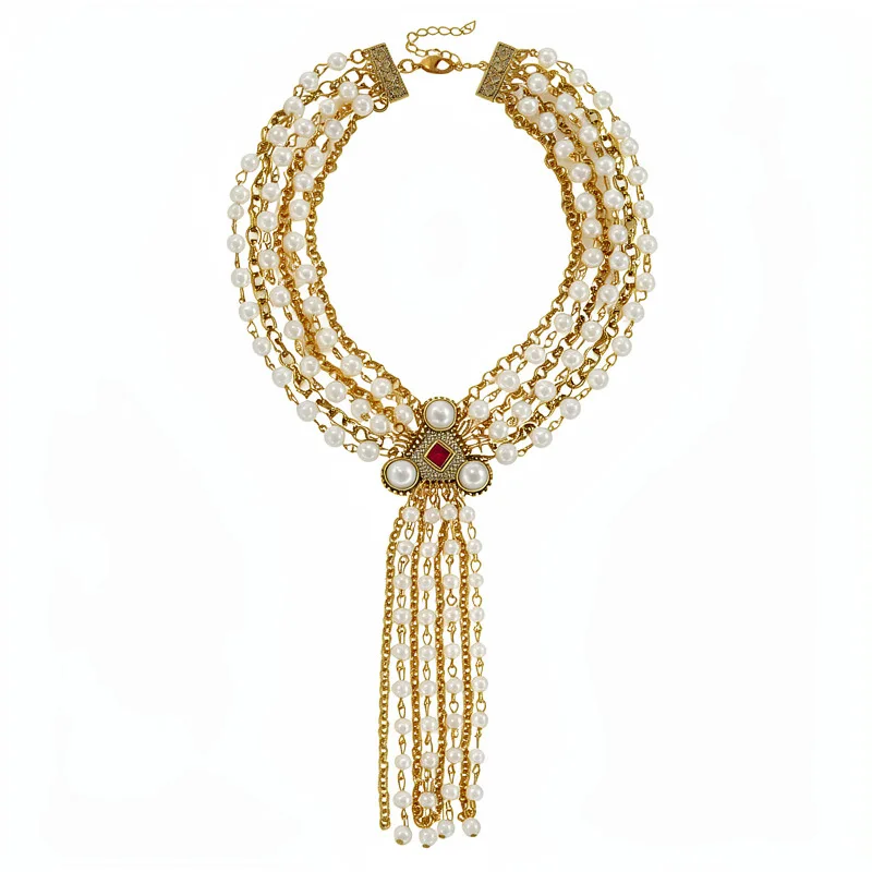 Women Vintage Multi-strand Pearl Diamond Tassel Necklace Fashion Elegant Wedding Bride Dinner Party Luxury Jewelry Gifts
Women Vintage Multi-strand Pearl Diamond Tassel Necklace Fashion Elegant Wedding Bride Dinner Party Luxury Jewelry Gifts