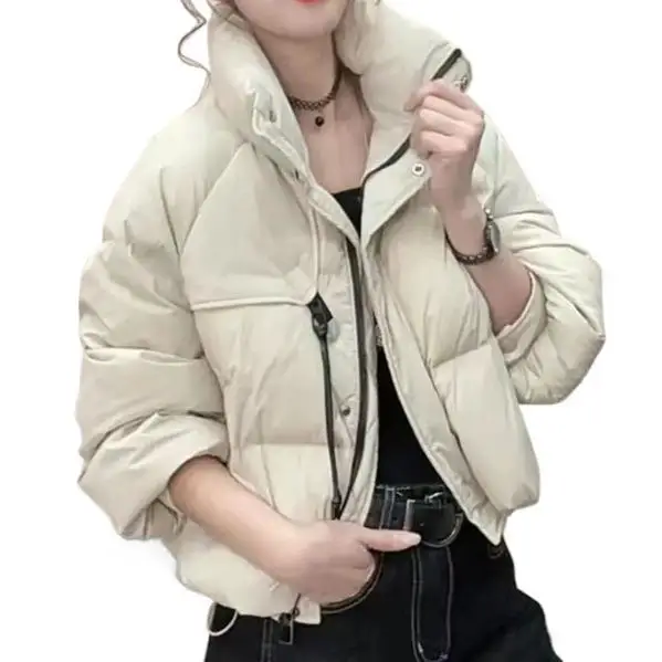 Women's Short Puffer Jacket White Duck Down Stand Collar Winter Coat Thickened Snowy Fabric Long Sleeve Pure Color
Women's Short Puffer Jacket White Duck Down Stand Collar Winter Coat Thickened Snowy Fabric Long Sleeve Pure Color