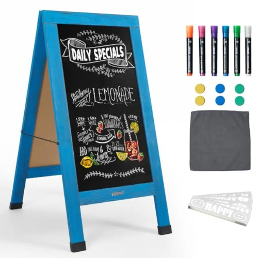 Large Sandwich A-Frame Chalkboard Sign - 40 x 20 Inch Magnetic Wooden Chalk Board for Sidewalk Stand up Double-Sided Outdoor Ea
Large Sandwich A-Frame Chalkboard Sign - 40 x 20 Inch Magnetic Wooden Chalk Board for Sidewalk Stand up Double-Sided Outdoor Ea