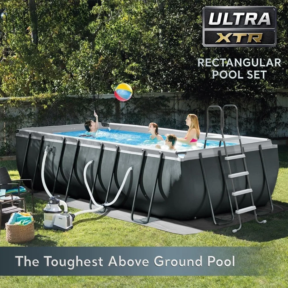 Garden Furniture Sets Ultra XTR Rectangular Frame Swimming Pool Set 18ft x 9ft x 52in Above Ground Backyard Large Pool with Pump
Garden Furniture Sets Ultra XTR Rectangular Frame Swimming Pool Set 18ft x 9ft x 52in Above Ground Backyard Large Pool with Pump