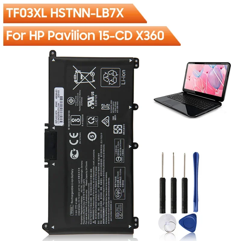 Сменный аккумулятор TF03XL для HP Pavilion X360 14-CD Series HSTNN-LB7J HSTNN-LB7X, перезаряжаемый аккумулятор 3630 мАч + инструменты
Сменный аккумулятор TF03XL для HP Pavilion X360 14-CD Series HSTNN-LB7J HSTNN-LB7X, перезаряжаемый аккумулятор 3630 мАч + инструменты