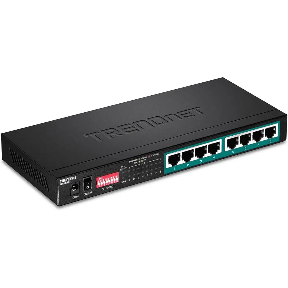 8-Port Gigabit Ethernet Switch with Long Range PoE+, 65W Budget, Extends Up to 200M, 16Gbps Switching Capacity, Lifetime Protect
8-Port Gigabit Ethernet Switch with Long Range PoE+, 65W Budget, Extends Up to 200M, 16Gbps Switching Capacity, Lifetime Protect