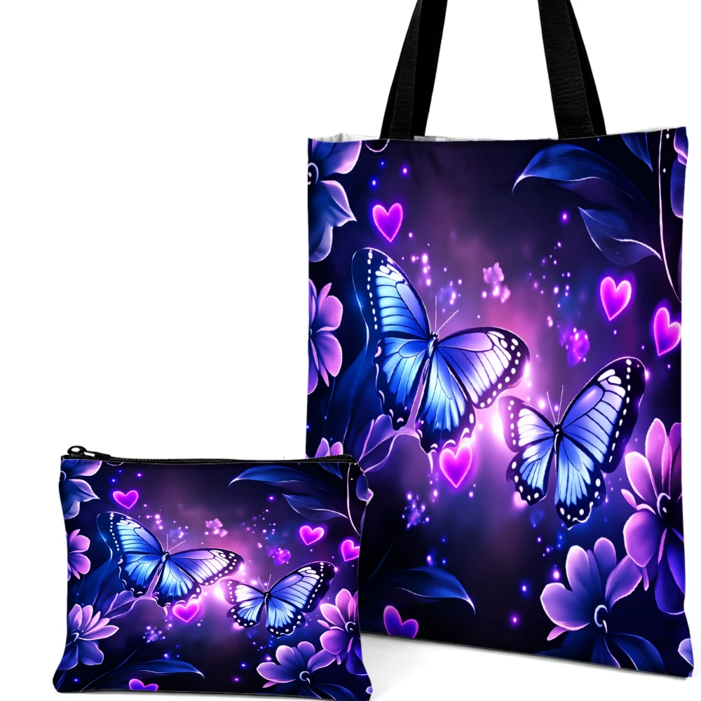 Butterfly Tote Bag Purple Butterflies Hearts Print Shoulder Bags And Cosmetic Bag Combination Fashionable Everyday Storage Pouch
Butterfly Tote Bag Purple Butterflies Hearts Print Shoulder Bags And Cosmetic Bag Combination Fashionable Everyday Storage Pouch