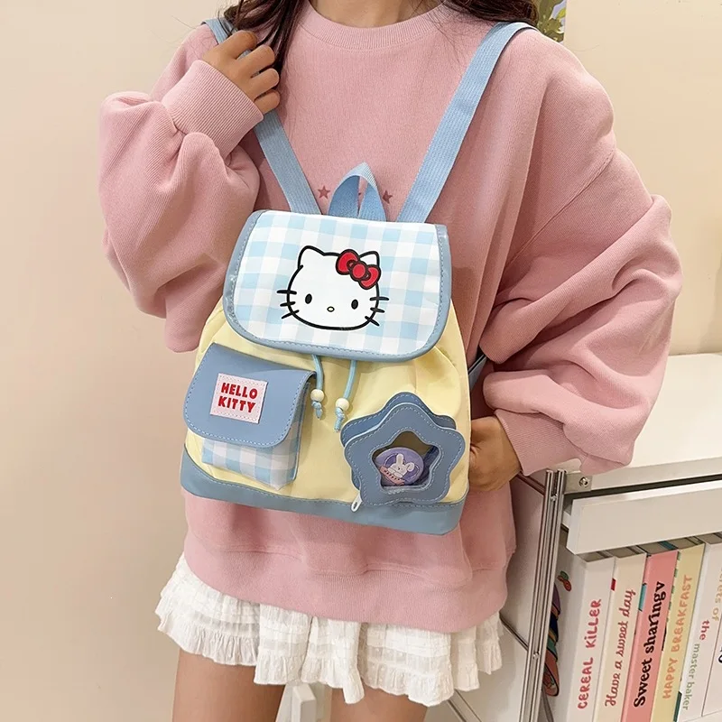 Anime and cute Hello Kitty backpack cartoon grid dopamine college style drawstring style versatile backpack for girls commuting
Anime and cute Hello Kitty backpack cartoon grid dopamine college style drawstring style versatile backpack for girls commuting