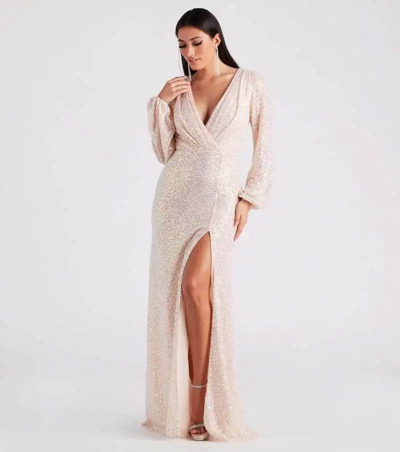 Formal Occasions Summer New Sequin Split Long Sleeve Wedding Bridesmaid Dress Women's Clothing Evening Dress Women's Clothing
Formal Occasions Summer New Sequin Split Long Sleeve Wedding Bridesmaid Dress Women's Clothing Evening Dress Women's Clothing