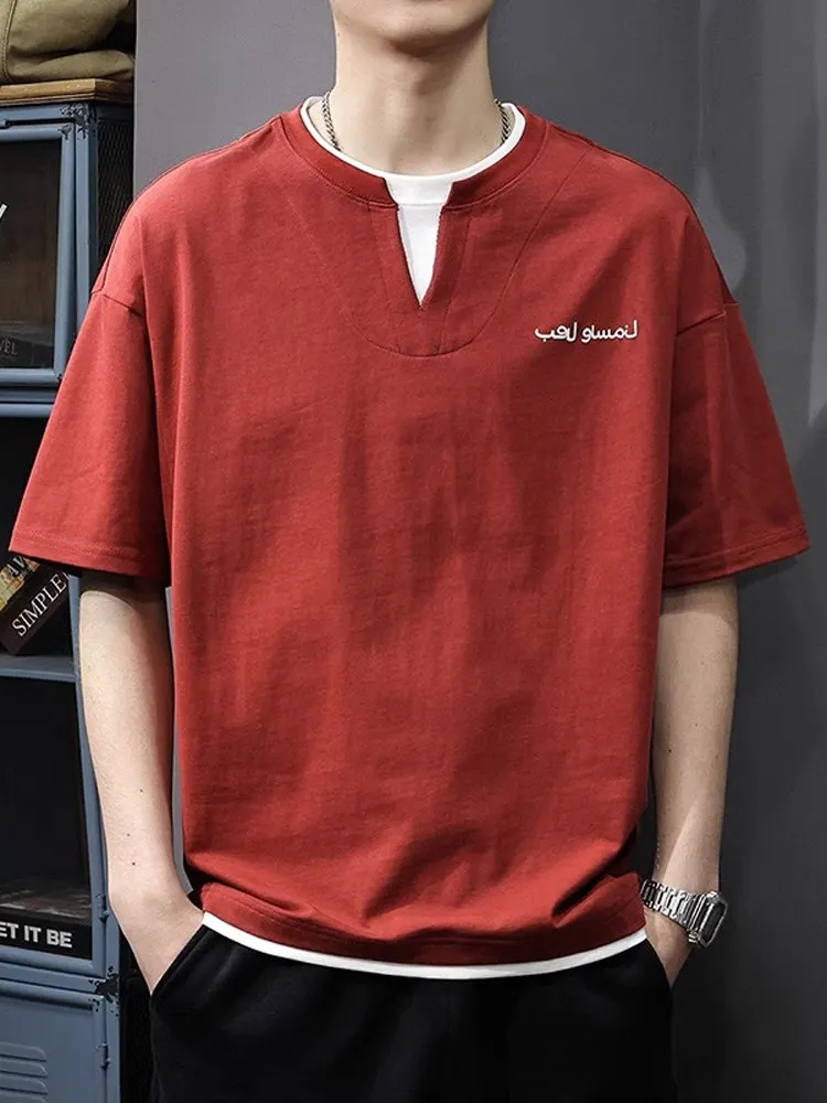 American Sle Loose Fit Cotton ort Sve T-irt Men's f Sve V-Ne Printed Casual Top for Summer 2025
American Sle Loose Fit Cotton ort Sve T-irt Men's f Sve V-Ne Printed Casual Top for Summer 2025