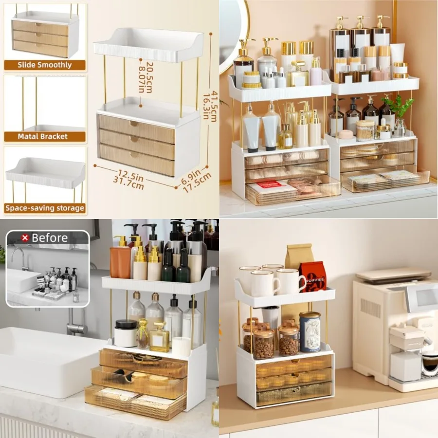 2 Sets Makeup Organizer 5 Tier Bathroom Organizers and Storage, Versatile Perfume Vanity Organizer, Ideal for Cosmetic, Large S
2 Sets Makeup Organizer 5 Tier Bathroom Organizers and Storage, Versatile Perfume Vanity Organizer, Ideal for Cosmetic, Large S