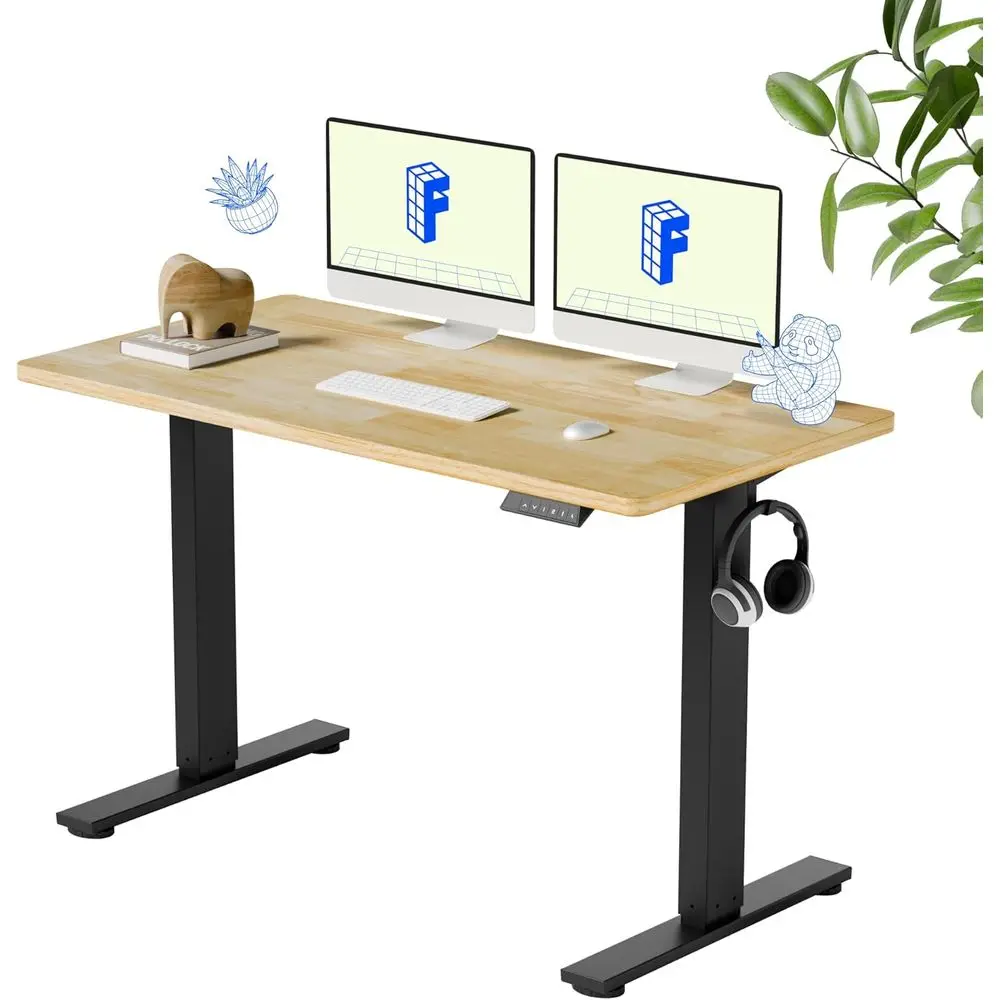 Electric Height-Adjustable Solid Wood Desk, 48x24, 176 lbs Capacity, Black Rubber Wood for Home Office
Electric Height-Adjustable Solid Wood Desk, 48x24, 176 lbs Capacity, Black Rubber Wood for Home Office