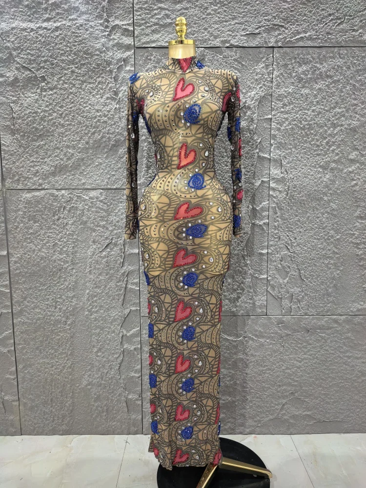 New Arrival Celebrate Nightclub Party Wear Women Long Sleeve Sexy Shinning Rhinestones Bodycon Mesh See Through Long Dress
New Arrival Celebrate Nightclub Party Wear Women Long Sleeve Sexy Shinning Rhinestones Bodycon Mesh See Through Long Dress