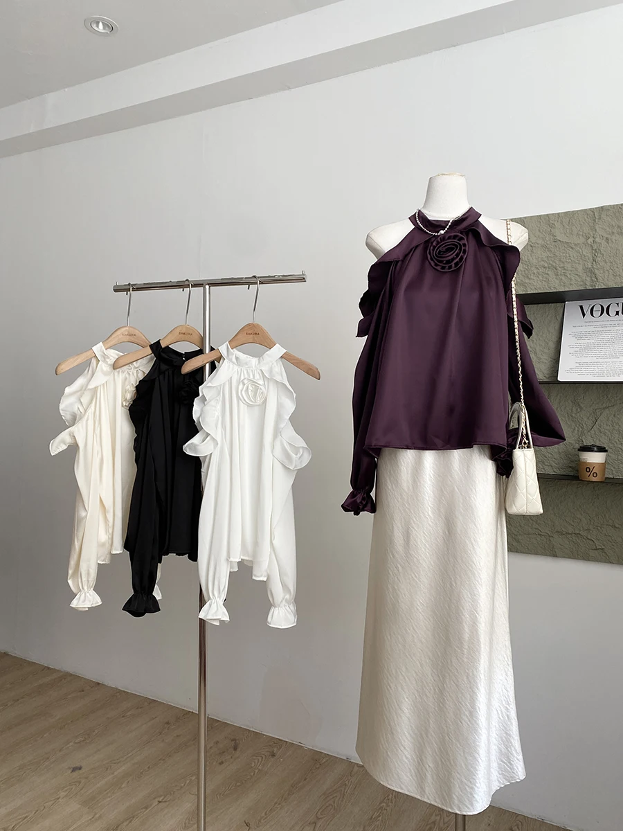 Loose Women's Purple Shirt Spring 2026 New Style Korean Gentle Fashion Shoulder Bared Bell Sleeve Commute Style Polyester Fiber
Loose Women's Purple Shirt Spring 2026 New Style Korean Gentle Fashion Shoulder Bared Bell Sleeve Commute Style Polyester Fiber