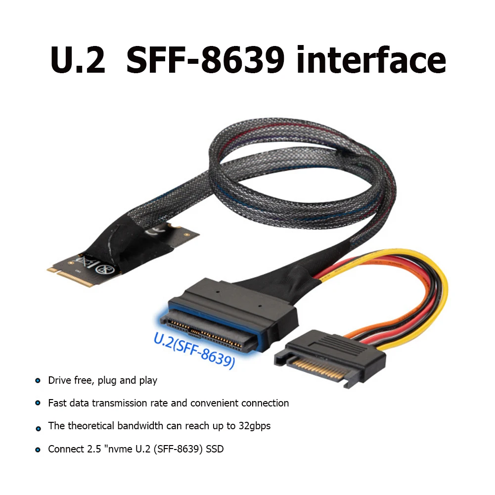 0,5 м M.2 M-Key к U.2 SFF-8639 Интерфейсный кабель-адаптер для 2,5-дюймового твердотельного накопителя NVMe, запасные части для компьютера
0,5 м M.2 M-Key к U.2 SFF-8639 Интерфейсный кабель-адаптер для 2,5-дюймового твердотельного накопителя NVMe, запасные части для компьютера