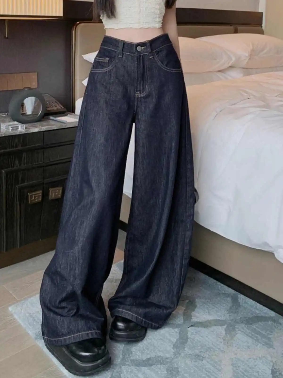 Blue Womens Jeans High Waist Vintage Straight Summer Y2K Classic Denim Pants Streetwear American Wide Leg Baggy Denim Trouser
Blue Womens Jeans High Waist Vintage Straight Summer Y2K Classic Denim Pants Streetwear American Wide Leg Baggy Denim Trouser