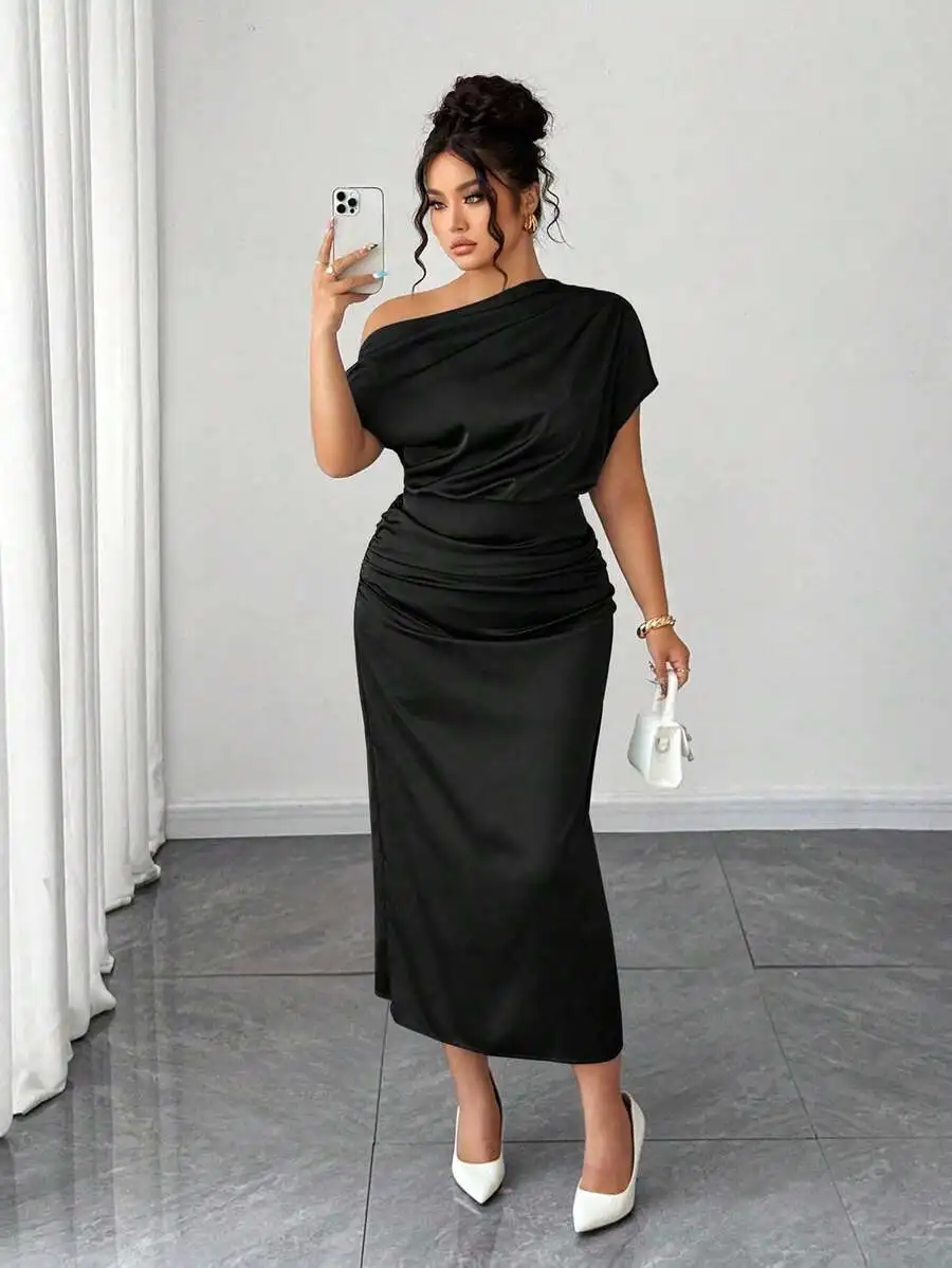 Off Shoulder Asymmetrical Ruched Waist Satin Bodycon A-Line Dress For Women Summer
Off Shoulder Asymmetrical Ruched Waist Satin Bodycon A-Line Dress For Women Summer