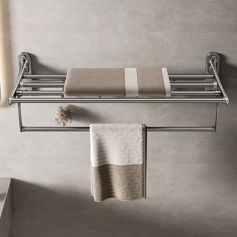 304 stainless steel towel rack bathroom rack gun gray pendant foldable non-punching bathroom towel rack
304 stainless steel towel rack bathroom rack gun gray pendant foldable non-punching bathroom towel rack