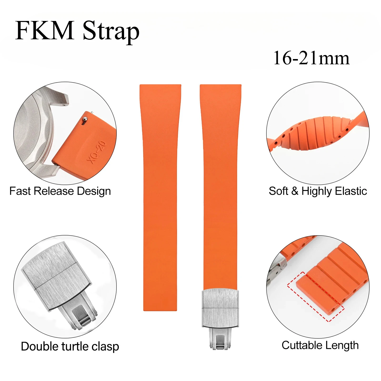 New Fluoro Rubber Watch Band CTS FKM Strap 18 19 20 21 22mm Cut to Size Fast Release Adjustable Universal Bracelet for Men Women
New Fluoro Rubber Watch Band CTS FKM Strap 18 19 20 21 22mm Cut to Size Fast Release Adjustable Universal Bracelet for Men Women