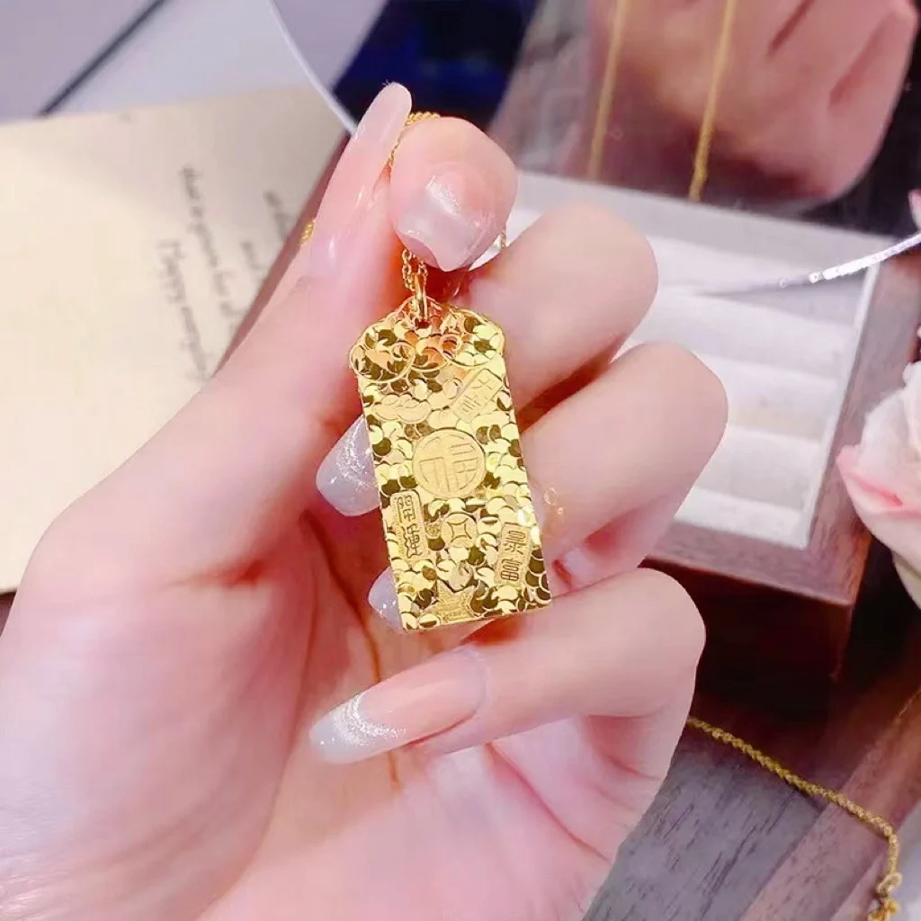 Роскошное женское ожерелье из настоящего золота 9999 24 карата с благоприятными словами, сломанный ледяной квадрат, брендовое ожерелье с подвеской, богатая цепочка на ключицу для подруги
Роскошное женское ожерелье из настоящего золота 9999 24 карата с благоприятными словами, сломанный ледяной квадрат, брендовое ожерелье с подвеской, богатая цепочка на ключицу для подруги