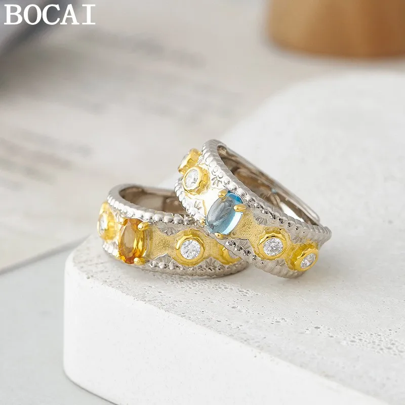 BOCAI S925 Sterling Silver Charms Rings for Women New Fashion Contrast Colored Flowers Topaz Yellow Crystal Jewelry
BOCAI S925 Sterling Silver Charms Rings for Women New Fashion Contrast Colored Flowers Topaz Yellow Crystal Jewelry