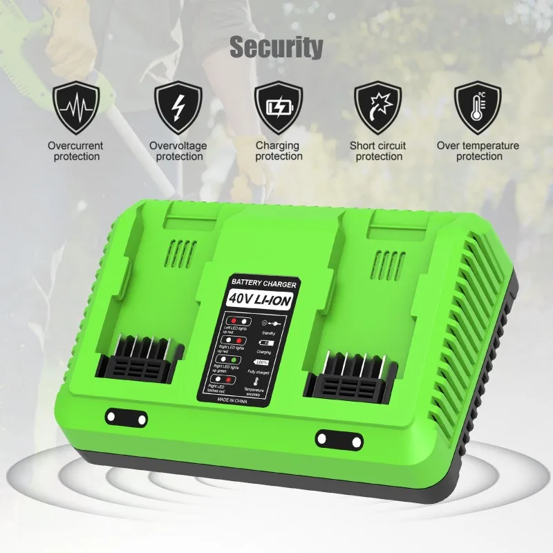Lithium Battery Charger Portable Fast Charger Dual-slot Replacement Charger Compatible with For Greenworks 40V Lithium Batteries
Lithium Battery Charger Portable Fast Charger Dual-slot Replacement Charger Compatible with For Greenworks 40V Lithium Batteries