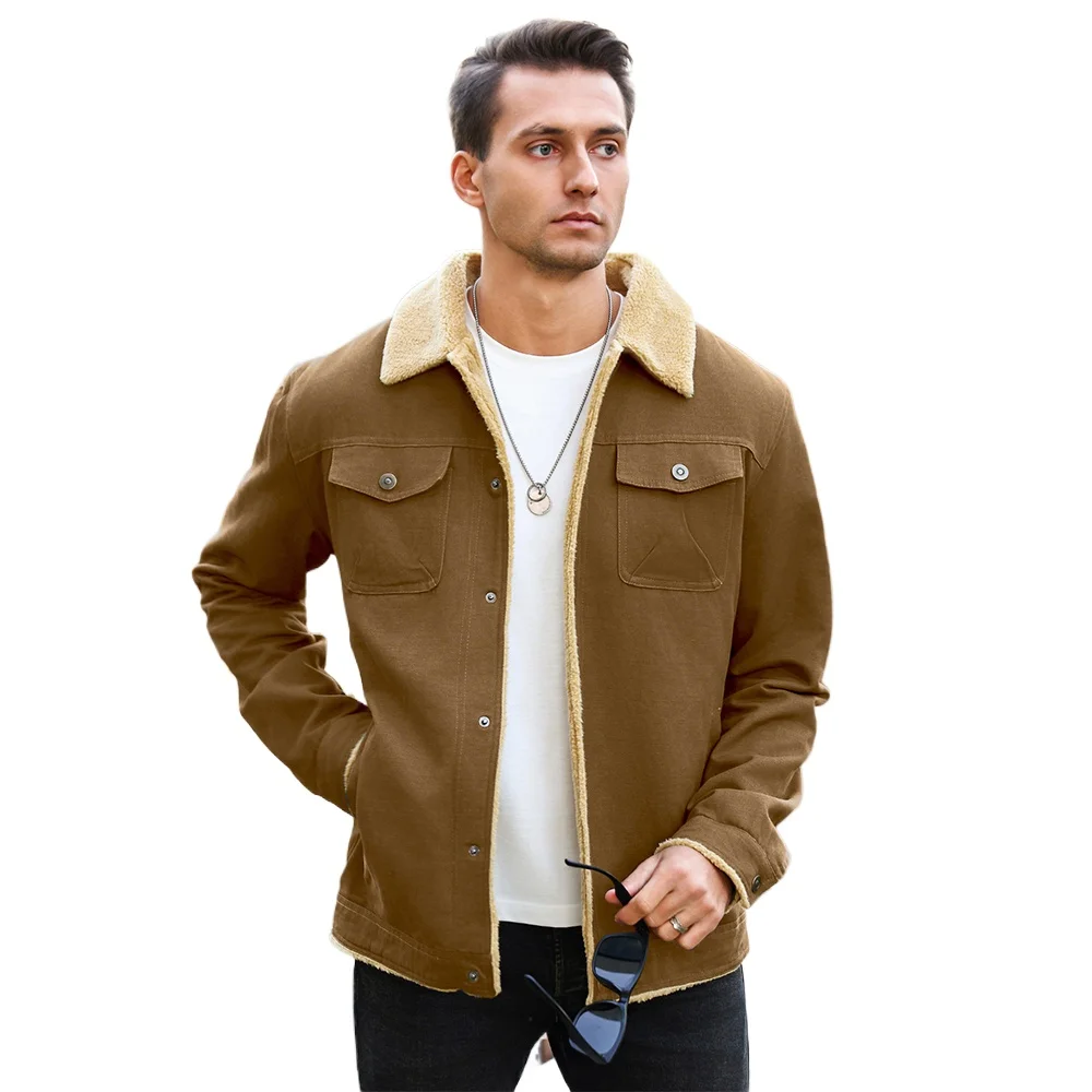 Men's Jackets Winter Faux Shearling Lined Windproof Warm Coat Black Buttoned Parka Pockets Comfortable Casual Tops US Size
Men's Jackets Winter Faux Shearling Lined Windproof Warm Coat Black Buttoned Parka Pockets Comfortable Casual Tops US Size