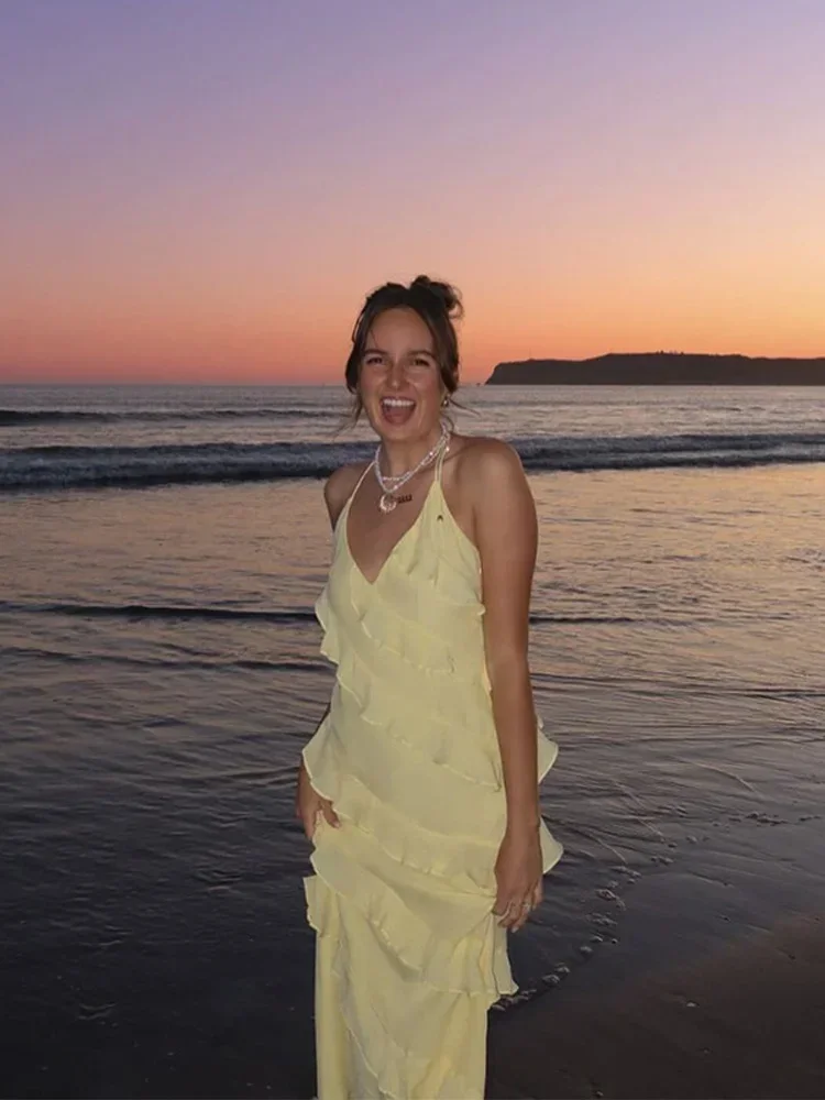 Пикантное длинное платье для отпуска с открытой спиной, на шнуровке, с оборками, женское летнее платье без бретелек с открытыми плечами и V-образным вырезом, женская пляжная одежда 2024
Пикантное длинное платье для отпуска с открытой спиной, на шнуровке, с оборками, женское летнее платье без бретелек с открытыми плечами и V-образным вырезом, женская пляжная одежда 2024