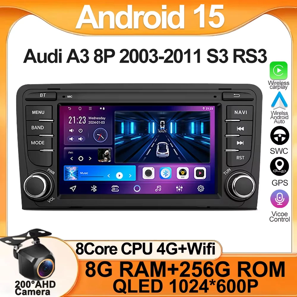 Автомобильное радио с экраном Android 15 для Audi A3 2003 2004 2005-2012 Головное устройство Мультимедийный плеер GPS-навигация Carplay DVD WIFI 2din
Автомобильное радио с экраном Android 15 для Audi A3 2003 2004 2005-2012 Головное устройство Мультимедийный плеер GPS-навигация Carplay DVD WIFI 2din