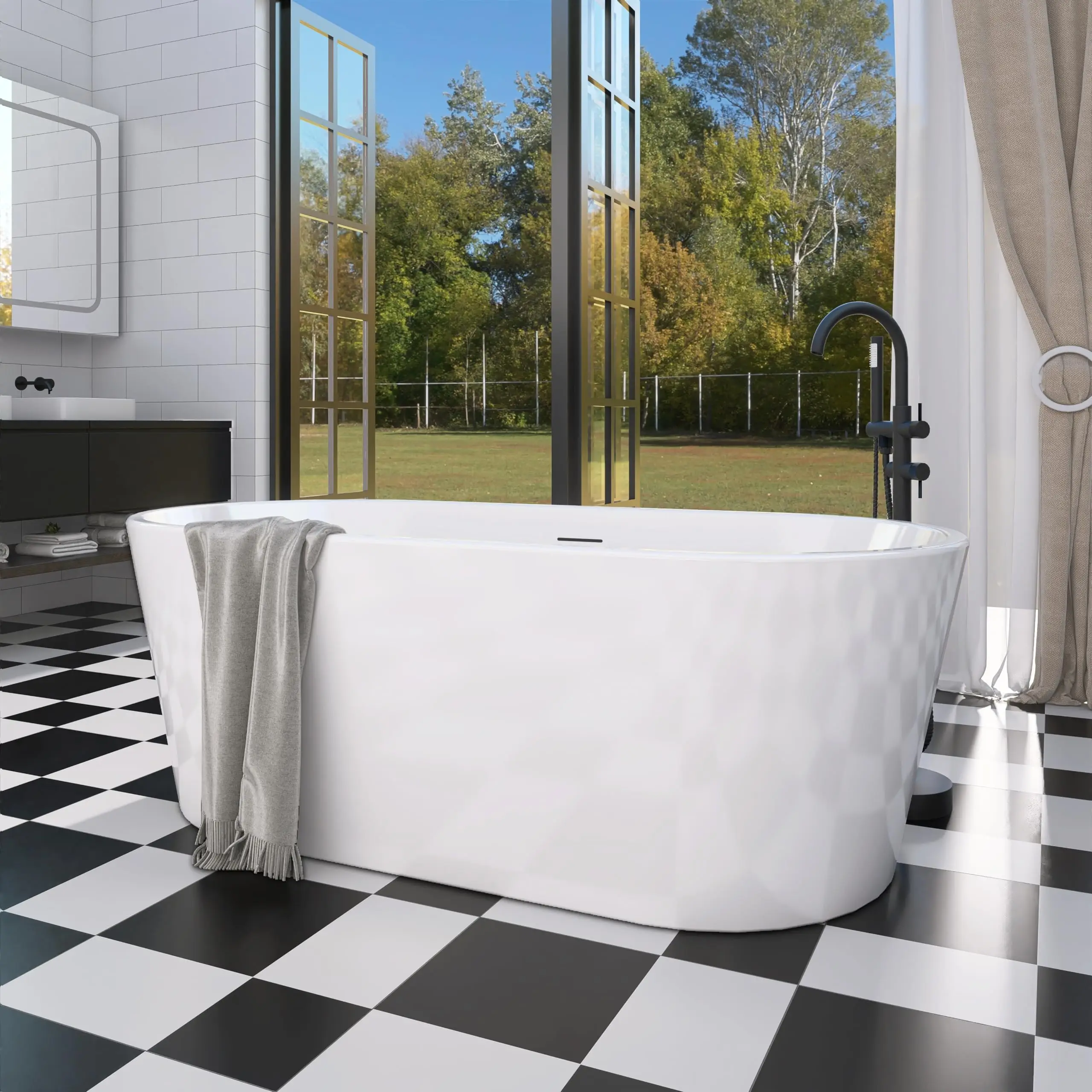 67" Acrylic Freestanding Bathtub, Soaking Tub for Bathroom, Stand Alone Tub, cUPC Certified, Integrated Overflow and Drain
67" Acrylic Freestanding Bathtub, Soaking Tub for Bathroom, Stand Alone Tub, cUPC Certified, Integrated Overflow and Drain